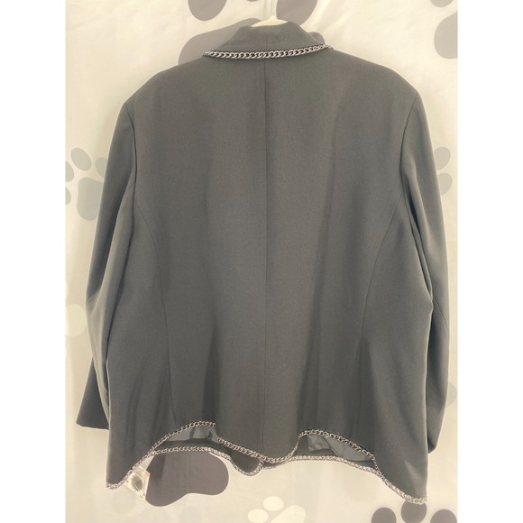 Kasper Woman NWT One Button Shawl Collar Jacket Chain Detail Blazer Blk 22W New - Picture 4 of 10